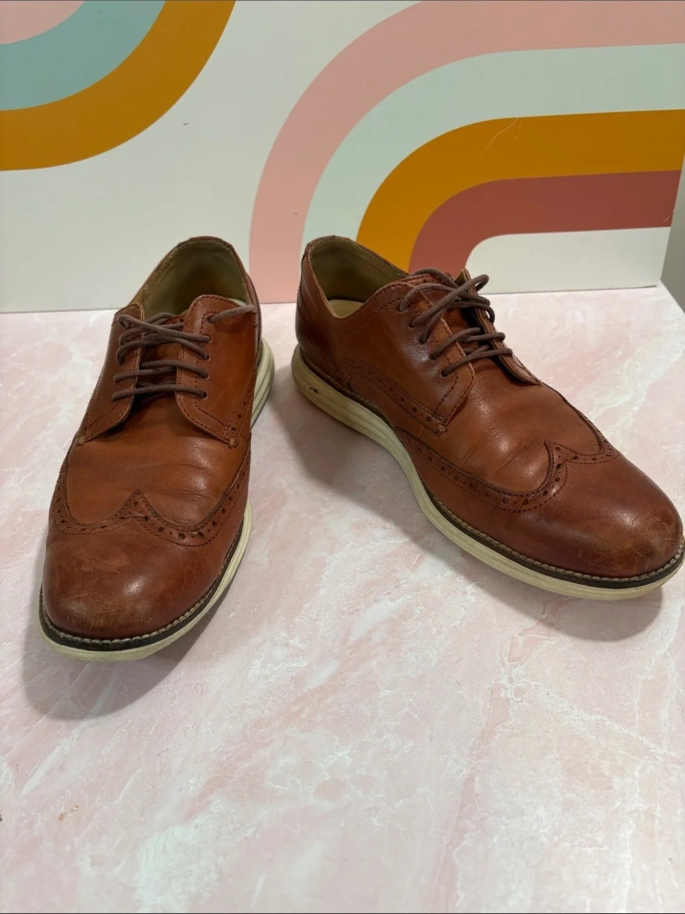 Cole Haan Original Grand Men's Tan Leather Wingtip Oxfords 10M